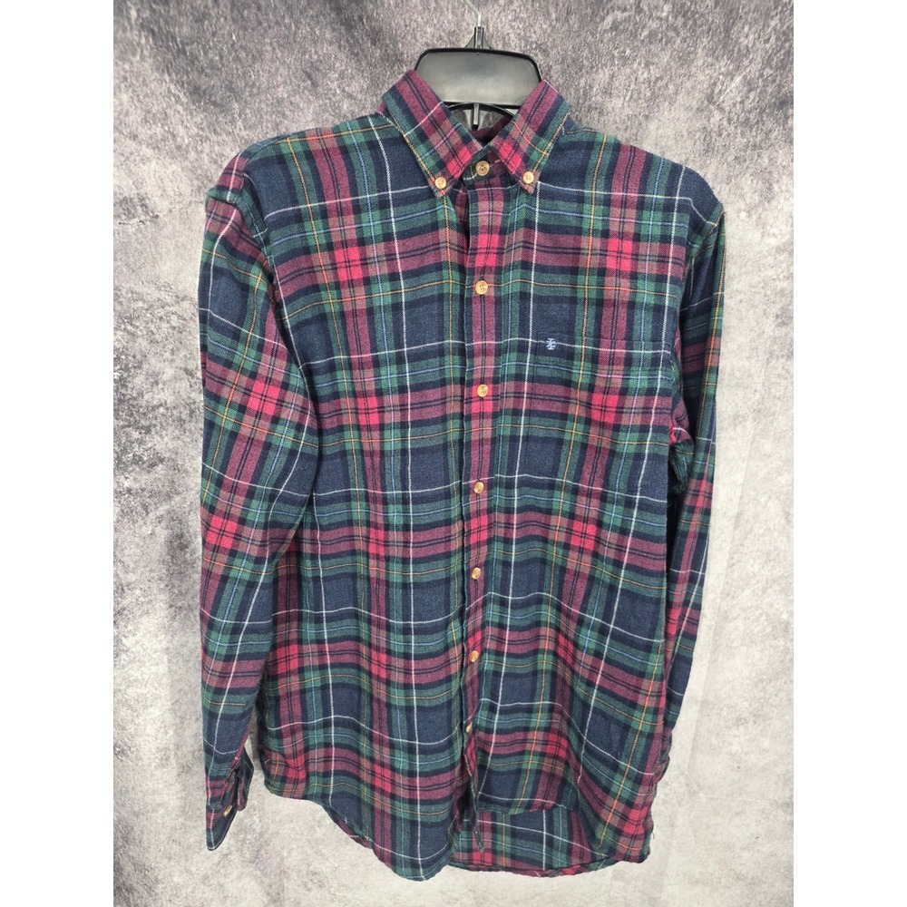 Izod Flannel Shirt Mens Small Plaid Button Up Long Sleeve Heavy Lumberjack